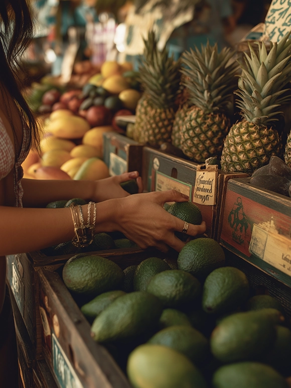 Woman at fruit stand